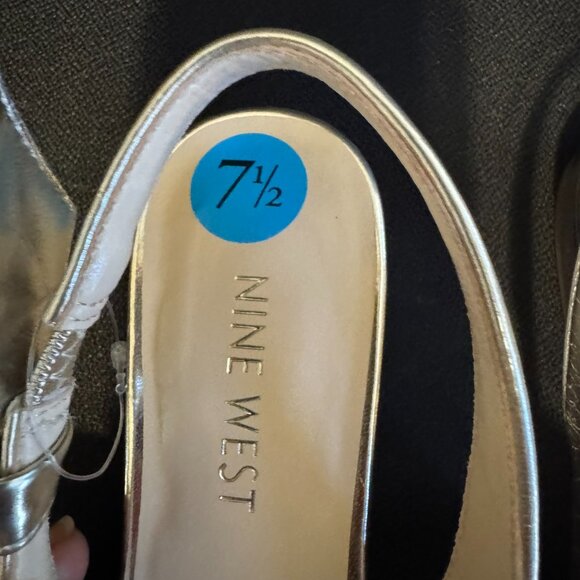 Women's Nine West Gold metallic pointy toe flat slingbacks size 7.5. NWT. - Picture 6 of 7